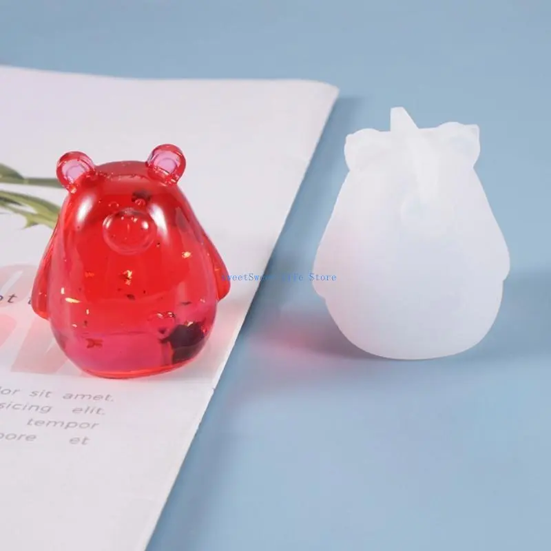 D5QB DIY Art Crafts Crystal Epoxy Resin Mold Birds Bear Desktop Decorations Mold