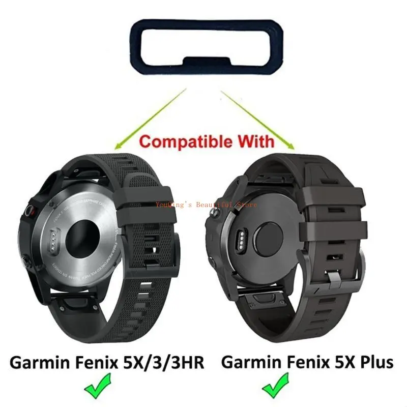 N0HE 5Pcs Rubber Watchbands Black Strap Loop Ring Silicone Watch Bands Accessories Holder 20 22 26mm Locker