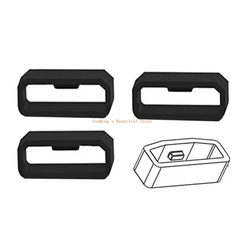 N0HE 5Pcs Rubber Watchbands Black Strap Loop Ring Silicone Watch Bands Accessories Holder 20 22 26mm Locker