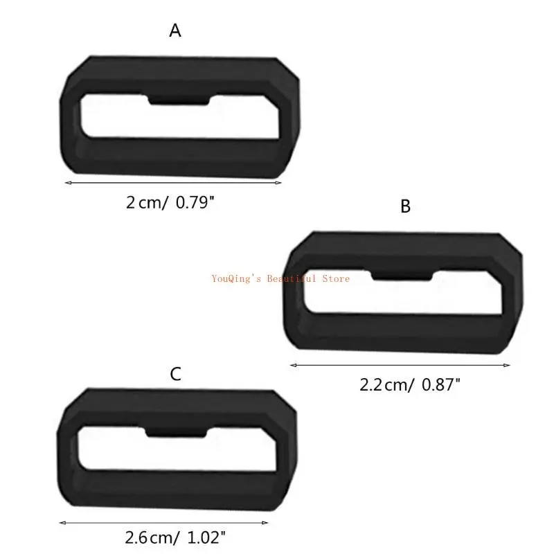 N0HE 5Pcs Rubber Watchbands Black Strap Loop Ring Silicone Watch Bands Accessories Holder 20 22 26mm Locker
