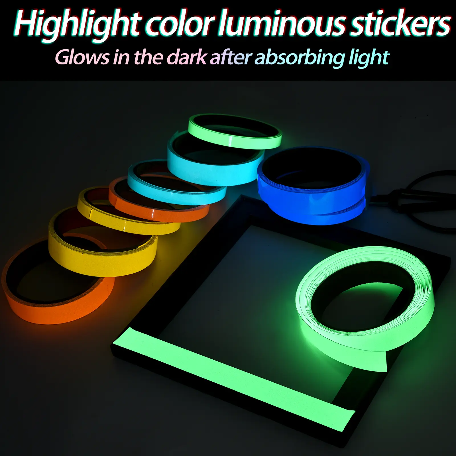 Luminous Fluorescent Night Self-Adhesive Glow In The Dark Sticker Tape Safety Security Home Decoration Warning Adhesive Tape