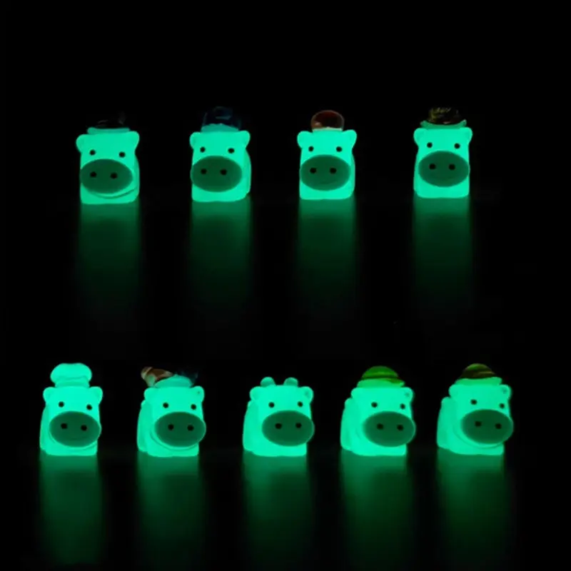 50/100PCS Luminous Mini Cows Desk Decorative Figurines 9 Occupations Cow Fairy Garden Decorations Car Interior Ornaments DIY