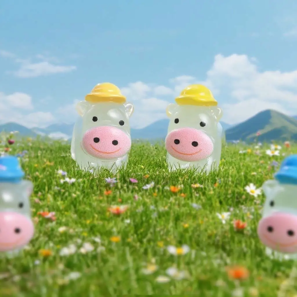 50/100PCS Luminous Mini Cows Desk Decorative Figurines 9 Occupations Cow Fairy Garden Decorations Car Interior Ornaments DIY