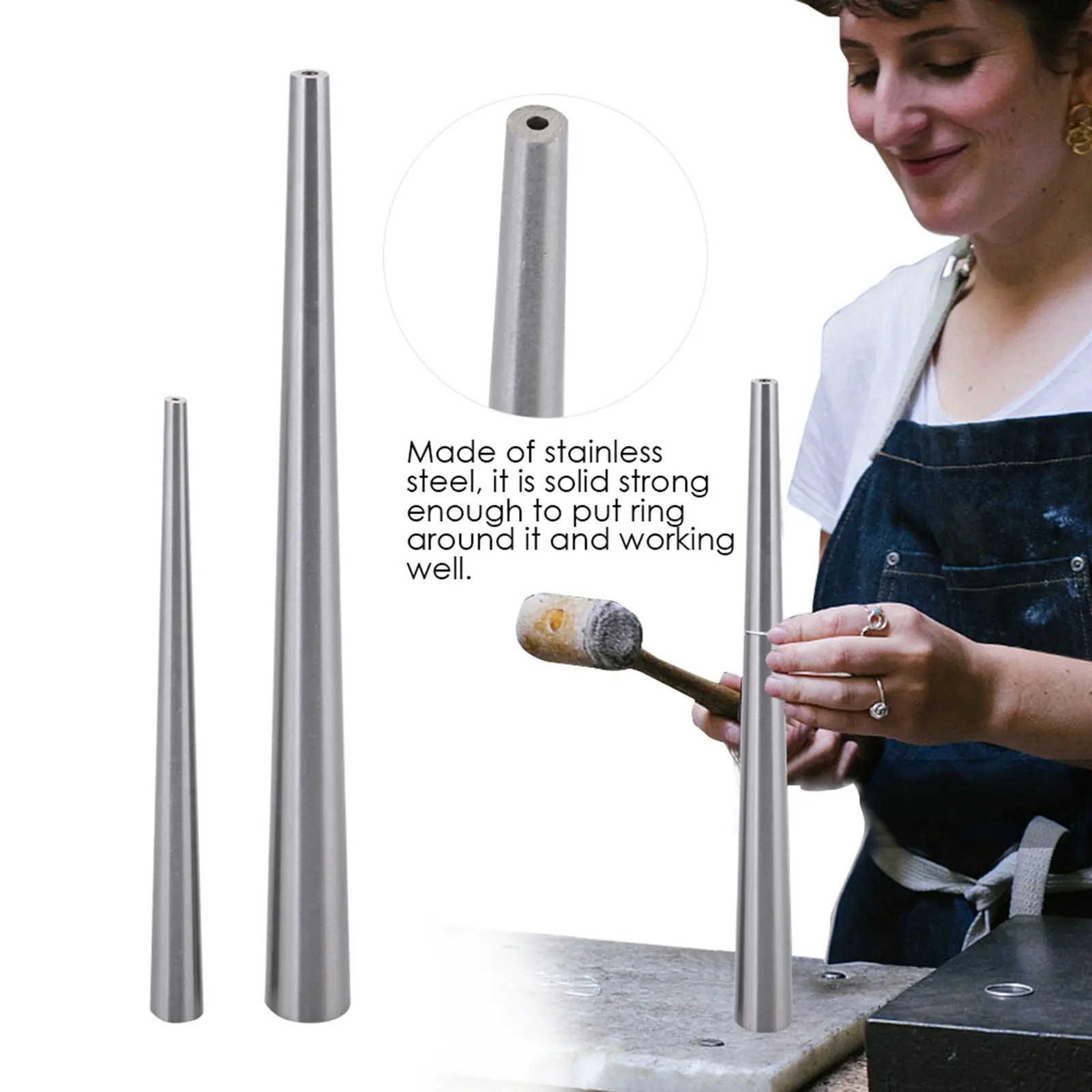 Stainless Steel Ring Enlarger Stick Mandrel Sizer Tool for Jewelry Making Ring Forming DIY Practical Jewellery Ring Size Enlarge