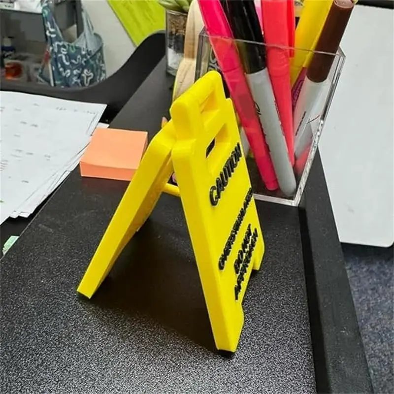 Caution Overstimulated Desk Sign Office Desk Warning Sign Fun Desktop Small Warning Sign Ornament New type of worker Toy New