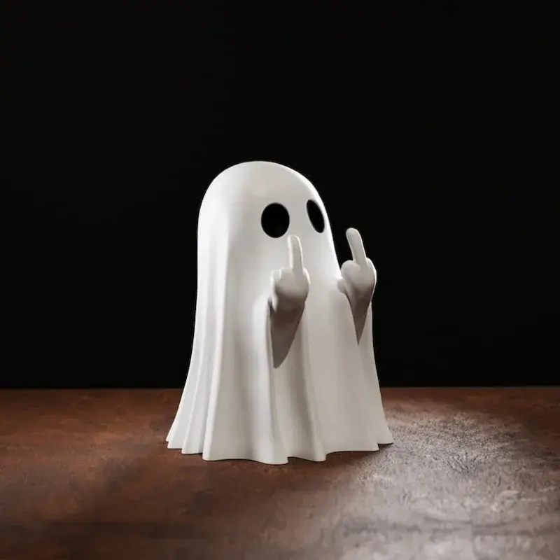 Car Decorate Luminous Middle Finger Cute Ghost Statue Small Scary Ghost Figurines Halloween Decoration Home Table Ornaments