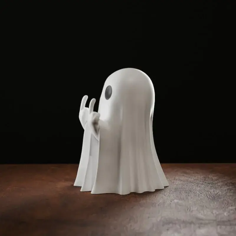 Car Decorate Luminous Middle Finger Cute Ghost Statue Small Scary Ghost Figurines Halloween Decoration Home Table Ornaments