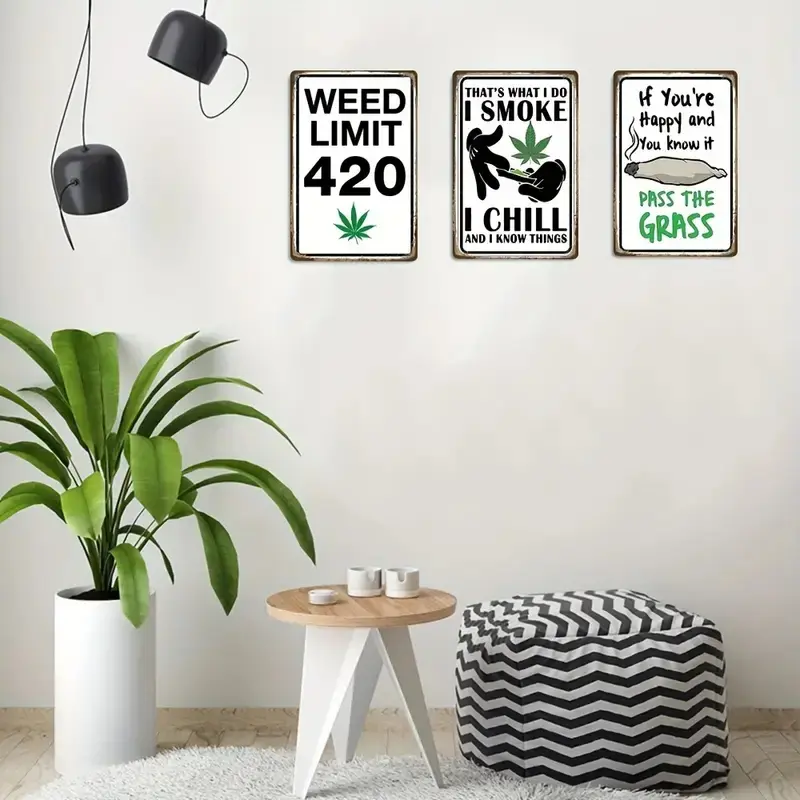 The Doobie Den Lets Get Lit Metal Tin Sign,Weed Limit 420 Sign,Smoke Room Poster, Man Cave Wall Art,Home,Bar Decor,Friendly Gift