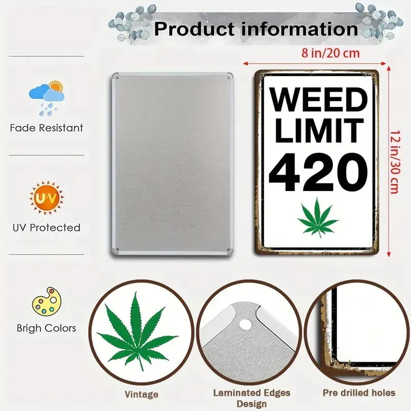 The Doobie Den Lets Get Lit Metal Tin Sign,Weed Limit 420 Sign,Smoke Room Poster, Man Cave Wall Art,Home,Bar Decor,Friendly Gift