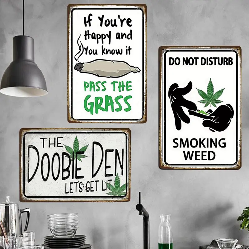 The Doobie Den Lets Get Lit Metal Tin Sign,Weed Limit 420 Sign,Smoke Room Poster, Man Cave Wall Art,Home,Bar Decor,Friendly Gift