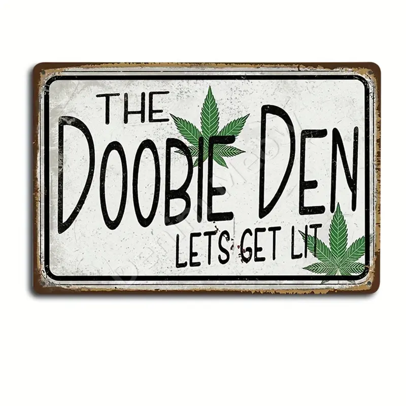 The Doobie Den Lets Get Lit Metal Tin Sign,Weed Limit 420 Sign,Smoke Room Poster, Man Cave Wall Art,Home,Bar Decor,Friendly Gift