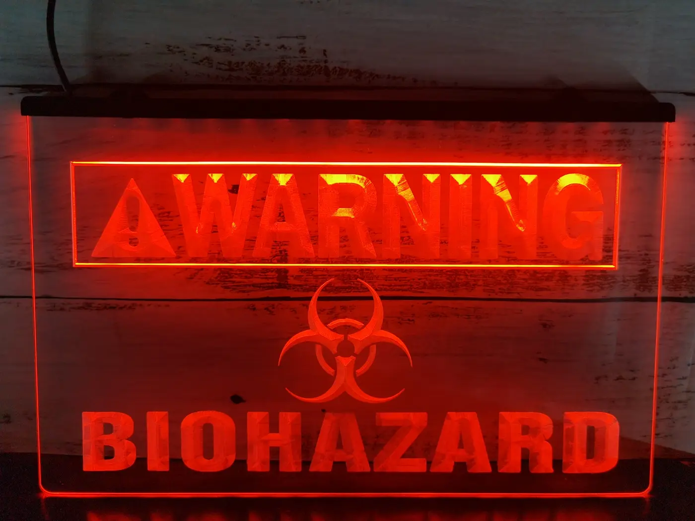 Warning Biohazard LED Neon Sign-3D Carving Wall Art for Home,Room,Bedroom,Office,Farmhouse Decor