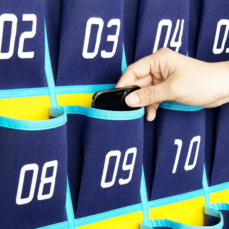 ​​​​12/18/24/30/36 Classroom Mobile Cell Phone Storage Hanging Bag Portable Numbered 48/54/60 Pocket Hook School Wall Door Decor