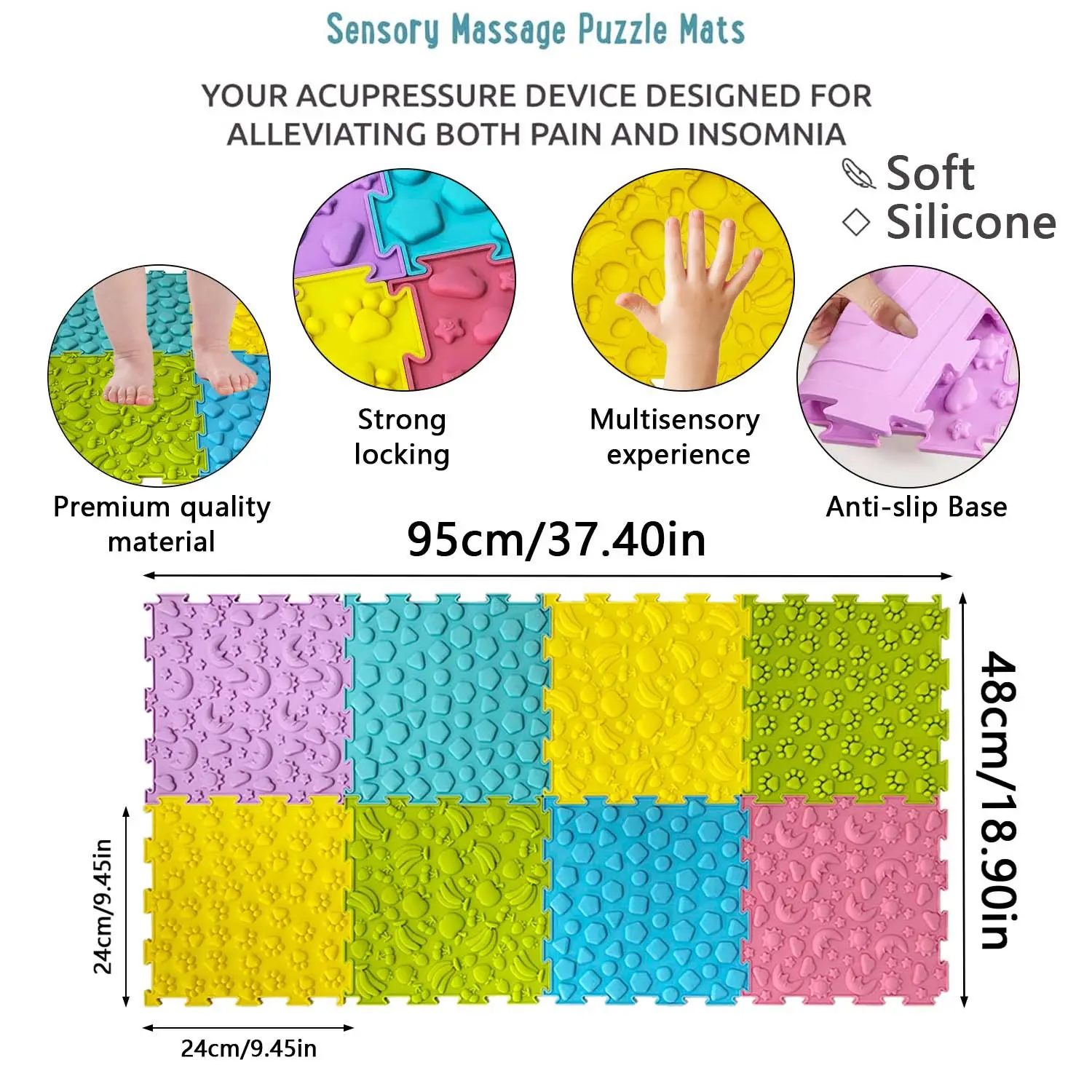 4Piece Sensory Development Toy Acupressure Therapy Sensory Toys Foot Massage Mat For Special Needs ADHD Autism Outdoor toy