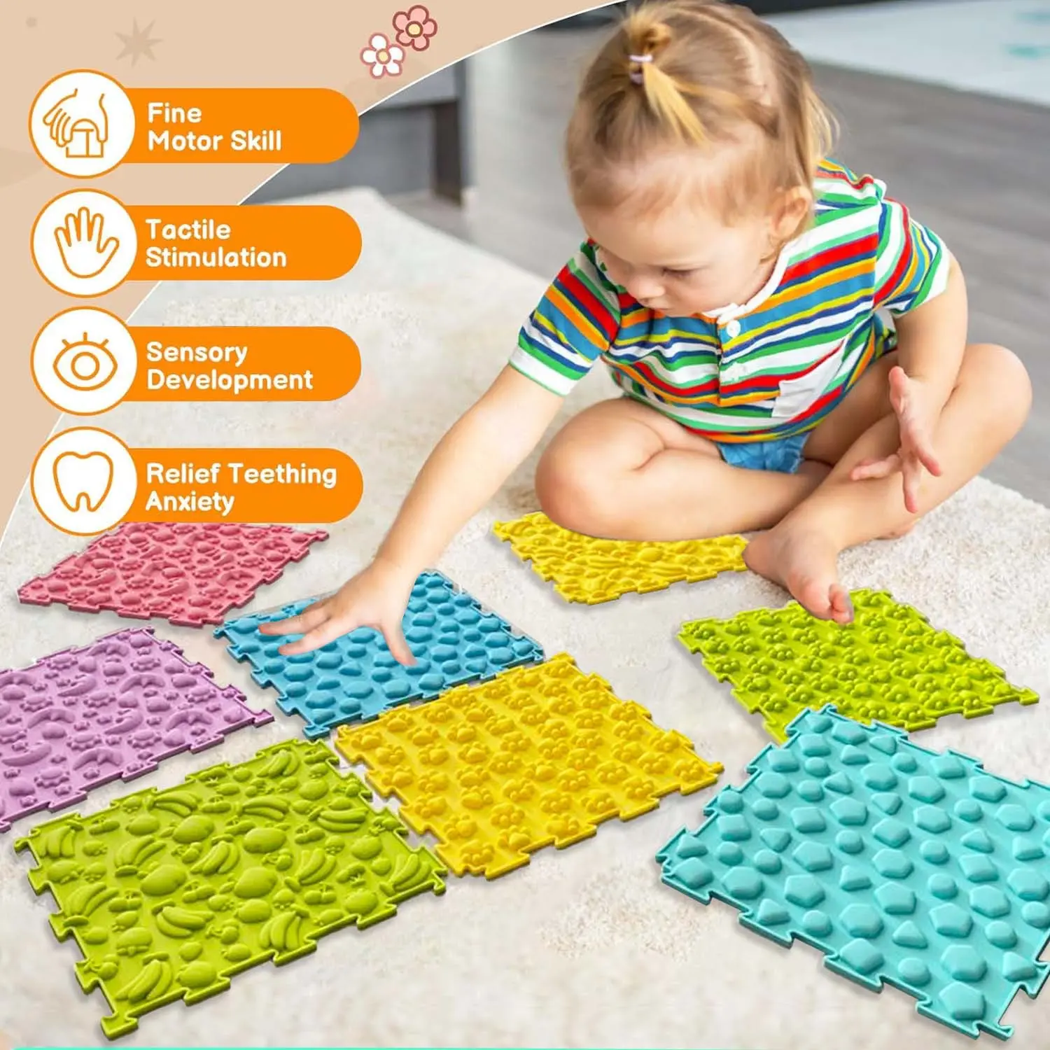 4Piece Sensory Development Toy Acupressure Therapy Sensory Toys Foot Massage Mat For Special Needs ADHD Autism Outdoor toy