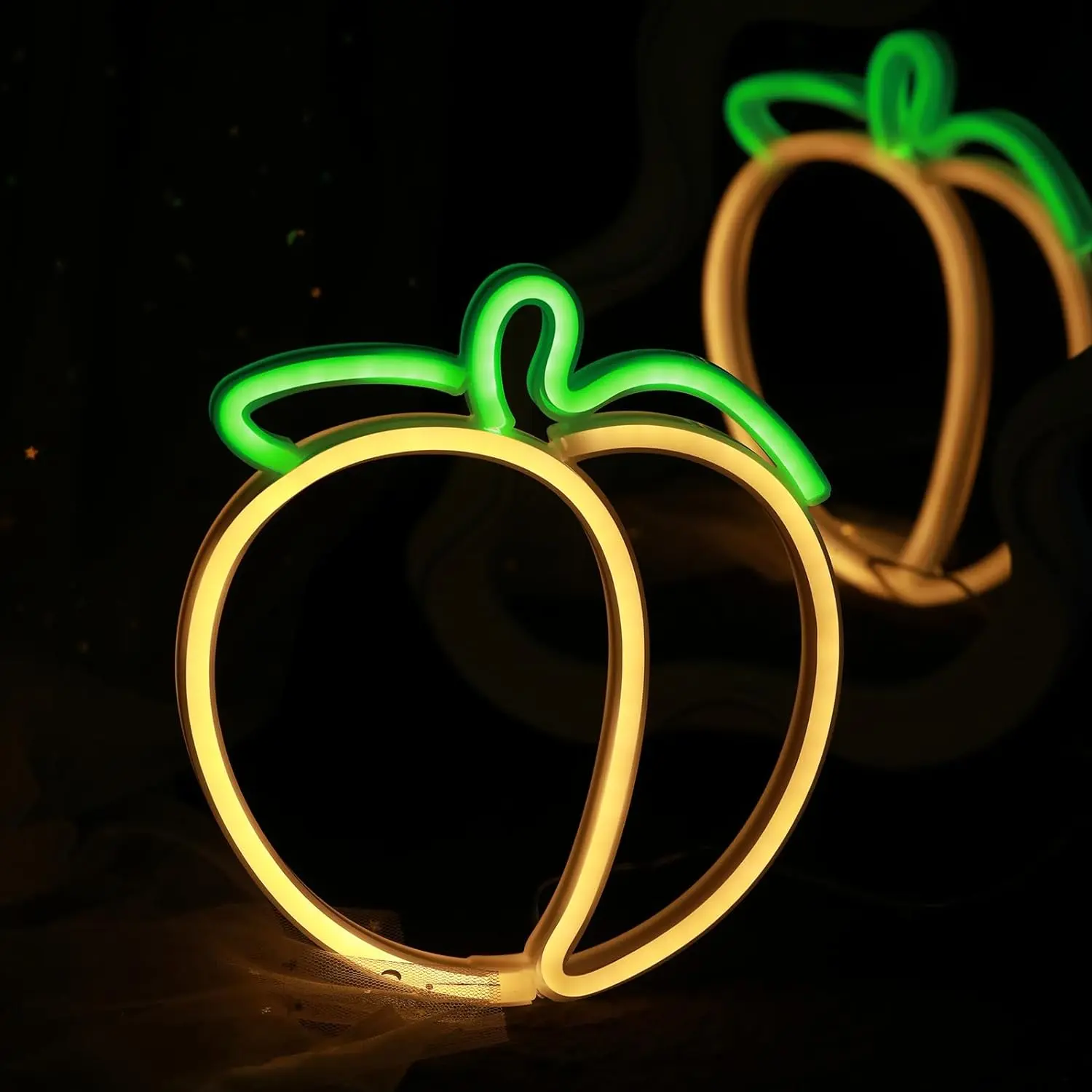 Fruit Peach Neon Sign LED Neon Sign for Wall Decoration with USB Dimmable Neon Sign for Different Occasions Like Bar Party