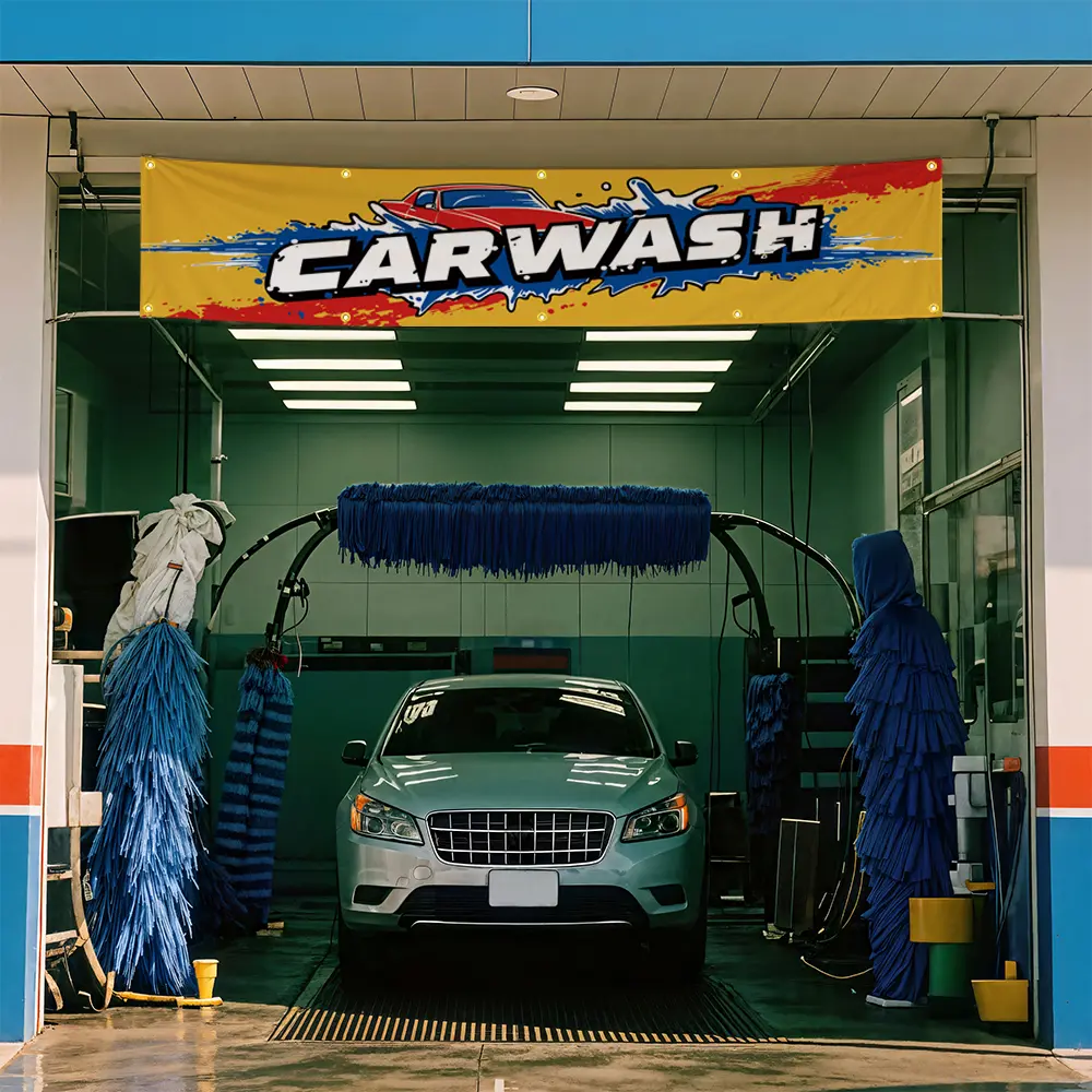 Car Wash Banner Colorful Advertisement Clean Arrange Logo Flag 60*240cm Tapestry  Indoor Outdoor Polyester 10 grommets