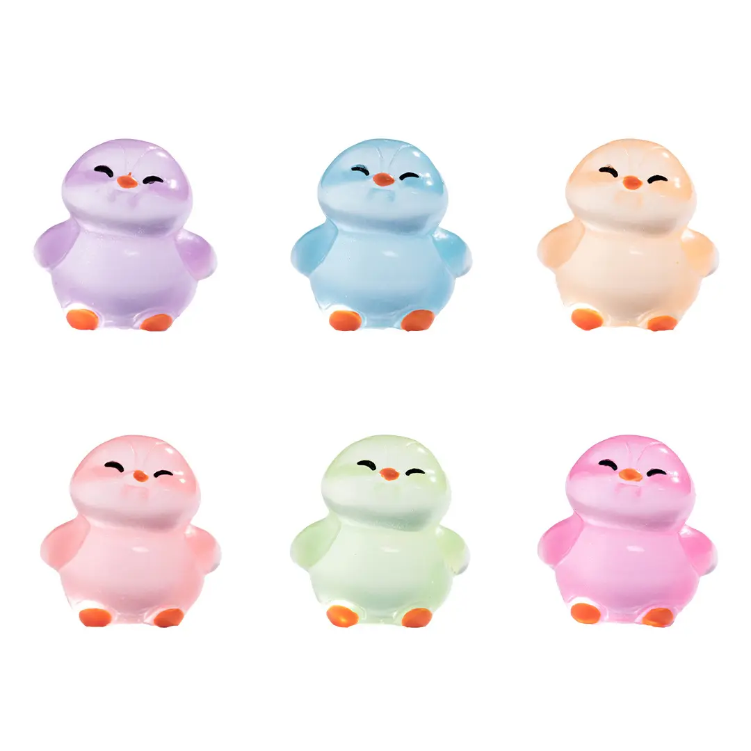 10-50pcs Cute Mini Realistic Luminous Penguin Miniatures Figurines Resin Crafts Car Room Tabletop Gardening Ornaments Decoration