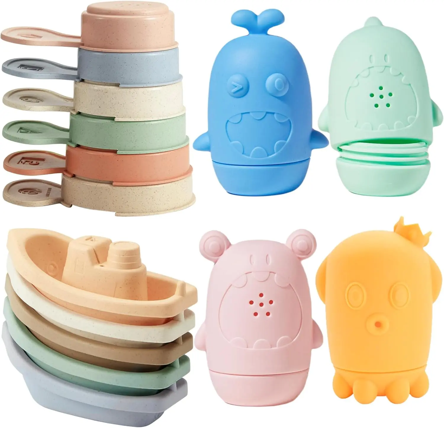 Bath Toys for Kids Ocean Series Bathtub Toys Silicone Bath Toys for Babies Silicone Sprinkler Bathtub Animal Toy