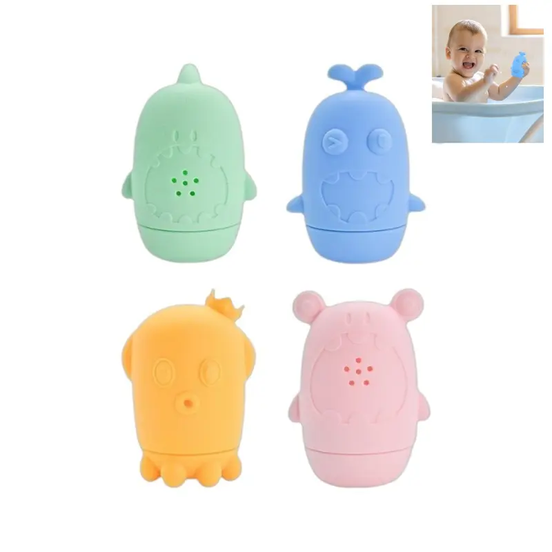 Bath Toys for Kids Ocean Series Bathtub Toys Silicone Bath Toys for Babies Silicone Sprinkler Bathtub Animal Toy