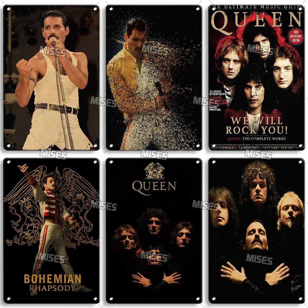 MISES Queen Band Metal Plaque Singer Band Metal Sign Poster Man Cave Studio Cafe Industrial Decor Vintage Poster Metal Plate