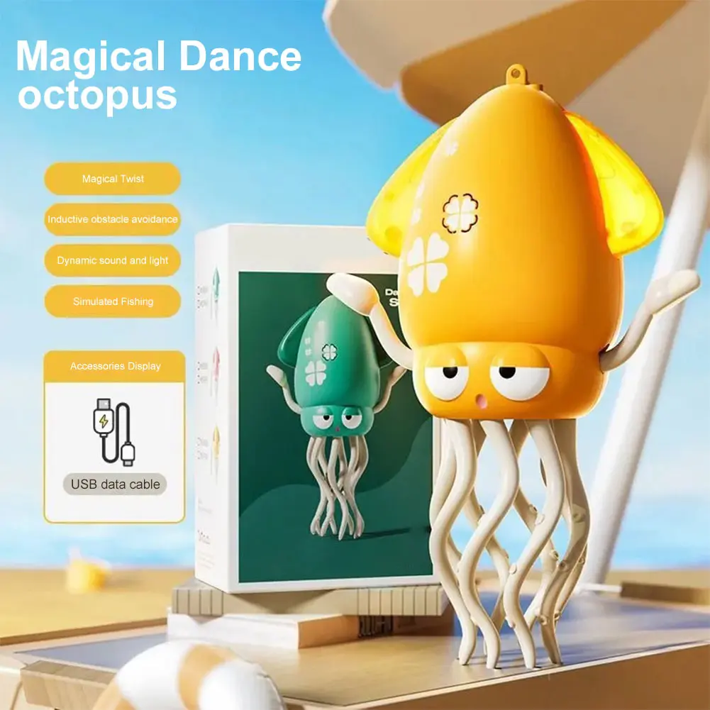 Dancing Octopus Ornament Electronic Pet Cartoon Interactive Development Moving Education Gift with Music & Lights Home Decor