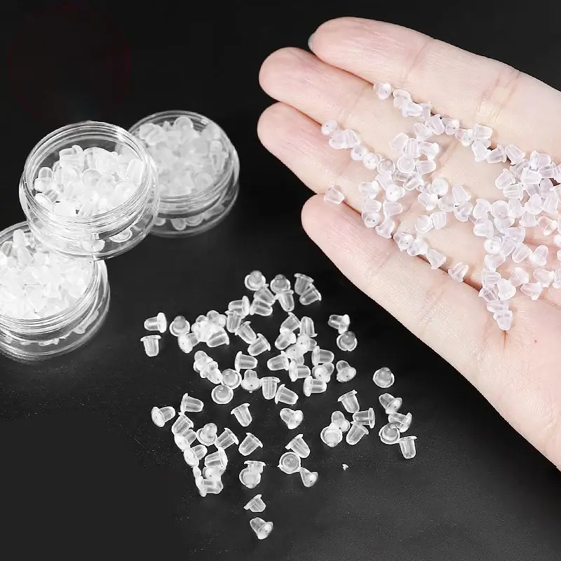 1 Box DIY Parts Ear Plugging Clear Soft Silicone Rubber Earring Backs Safety Bullet Stopper Rubber Earring Jewelry Accessories