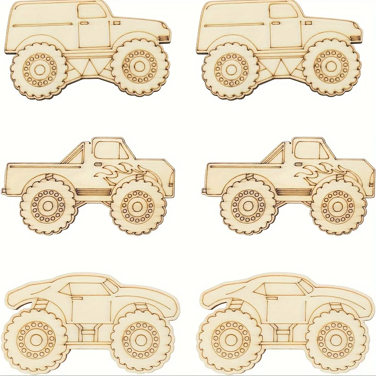 30 Pack Wood Car Truck Cutouts Crafts Party Game Favors Vehicles to Paint Wooden Truck Ornaments DIY Gift for Party Decoration