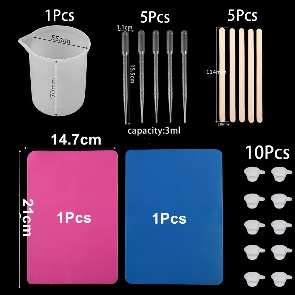Epoxy Resin Making Tools UV Epoxy Resin Casting Making Jewelry Finding Set Measure Cup Glue Cup Dropper Stirring Stick Tools