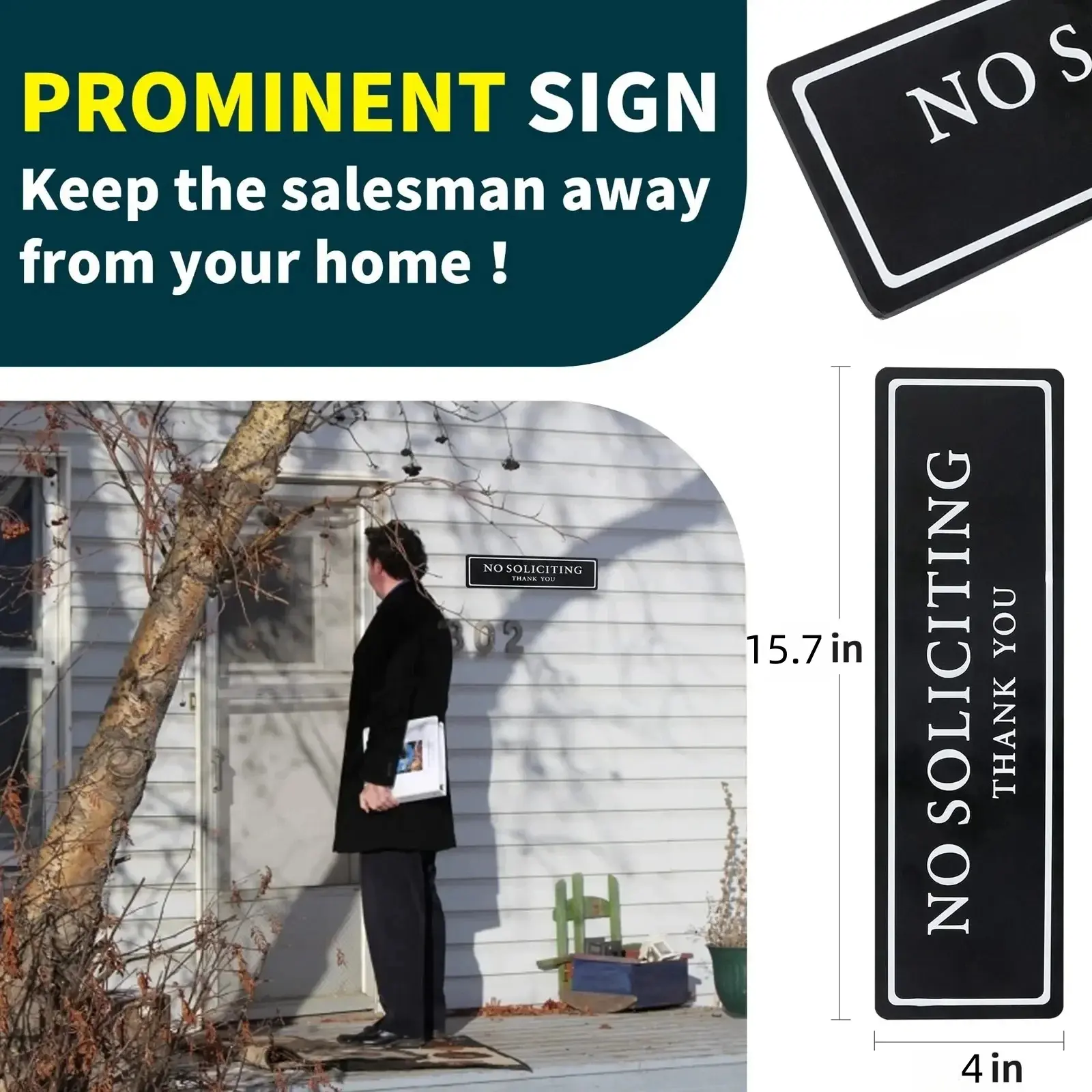 No Soliciting Sign,Premium Durable waterproofing Warning Aluminum Sign,Outdoor Tin Metal Sign for Home Office Villa Corporation