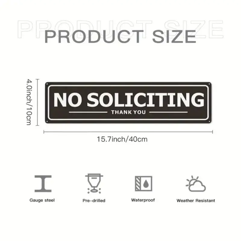 No Soliciting Sign,Premium Durable waterproofing Warning Aluminum Sign,Outdoor Tin Metal Sign for Home Office Villa Corporation