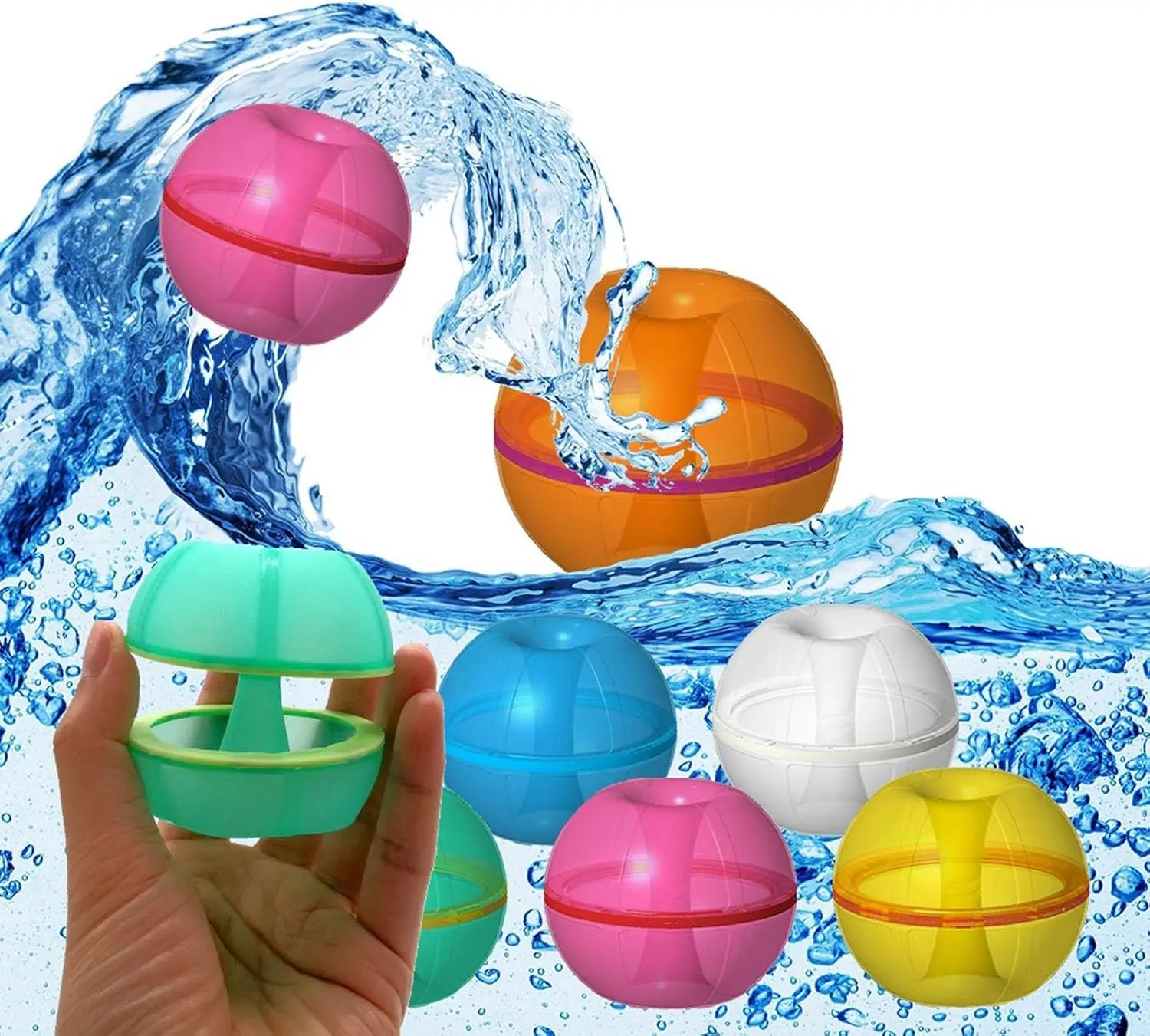 Refillable Water Balloon Double Opening Swim Pool Silicone Reusable Water ball Self Sealing Water Splash Balls for Kids
