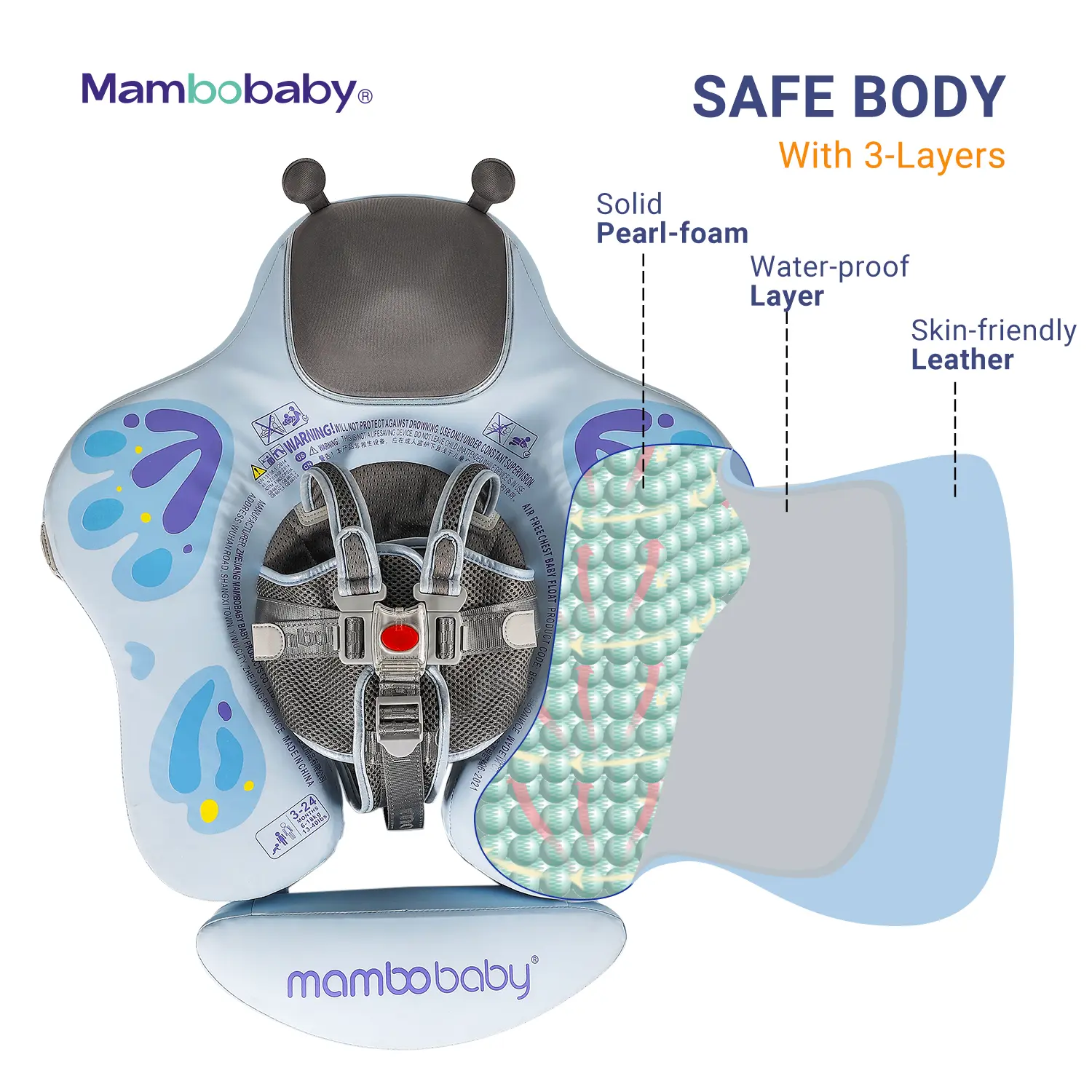 Mambobaby float VIP 4 Dropshipping Non-Inflatable Baby Float with Canopy  Waist Swimming Chest Floater Spa Buoy Trainer Supplier