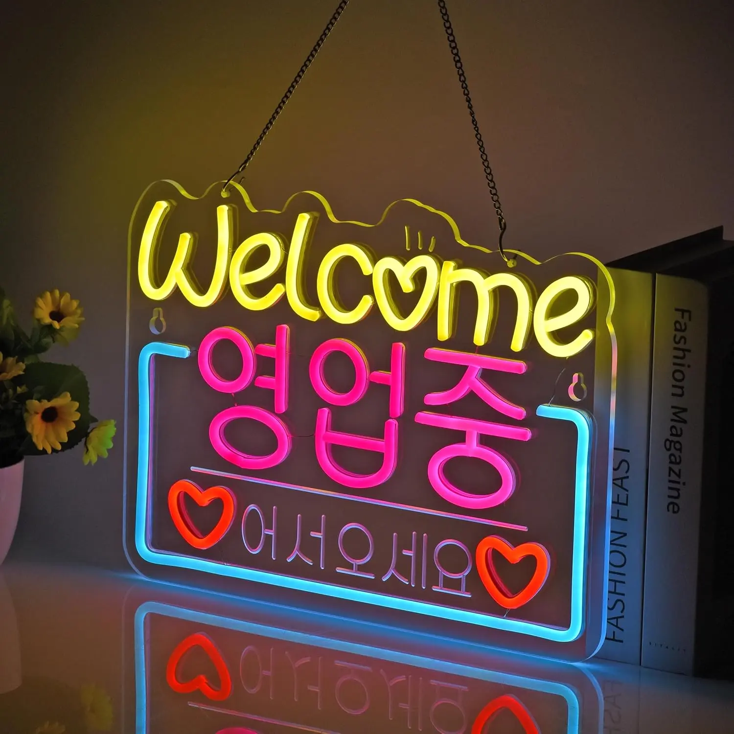Korean Welcome on Sale Neon Sign Neon Light Hanging for Restaurant Store Salon Shop Cafe Bar Market Party Decor USB Dimmable