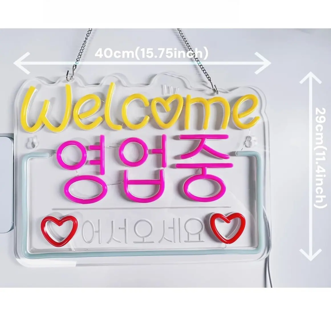 Korean Welcome on Sale Neon Sign Neon Light Hanging for Restaurant Store Salon Shop Cafe Bar Market Party Decor USB Dimmable