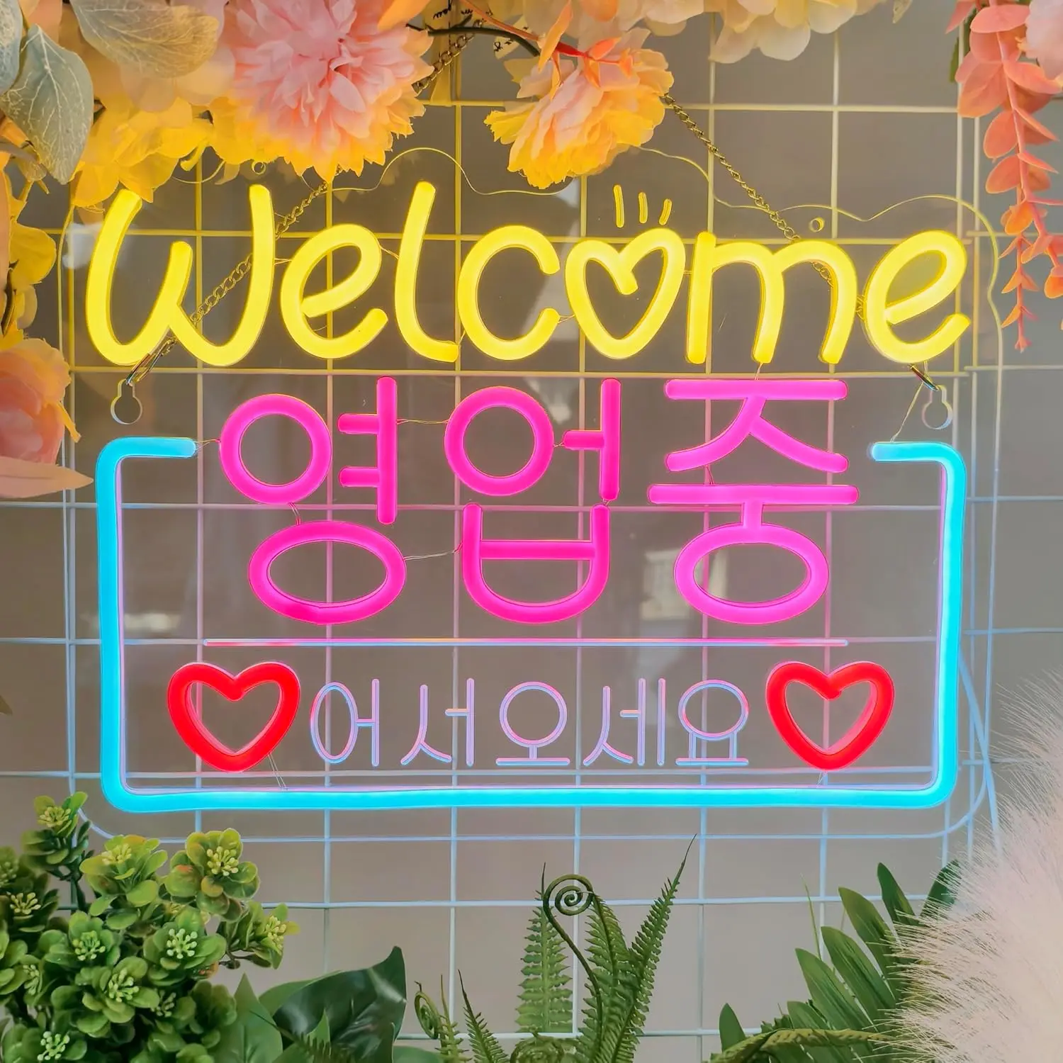 Korean Welcome on Sale Neon Sign Neon Light Hanging for Restaurant Store Salon Shop Cafe Bar Market Party Decor USB Dimmable