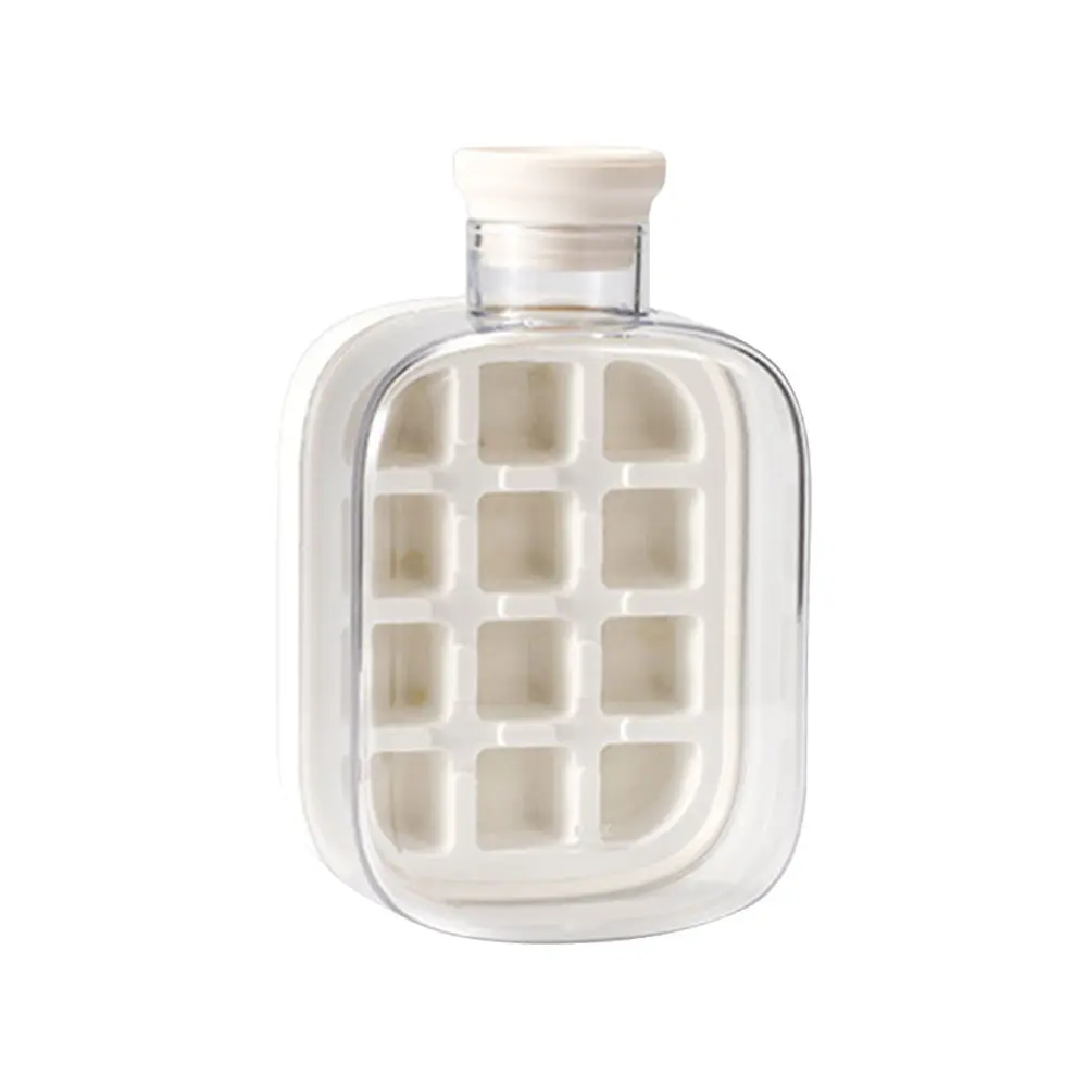 2 in 1 Ice Tray with Lid Ice Cubes Mold Silicone Ice Maker with Straw for Cocktail Coffee Whiskey Beer Juice