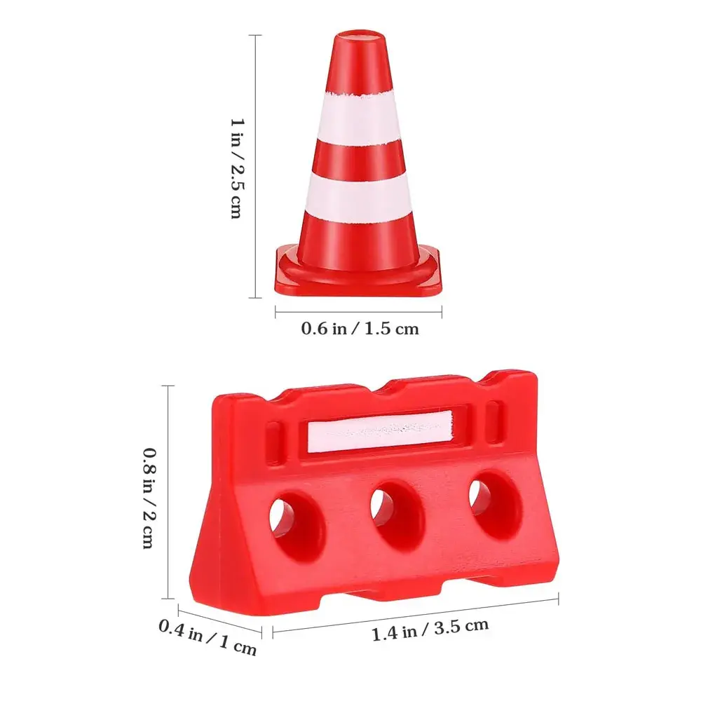 12pcs Mini Construction Traffic Sign Set, Mini Plastic Road Street Signs Toys For Kids Cone Construction Theme Party Gifts