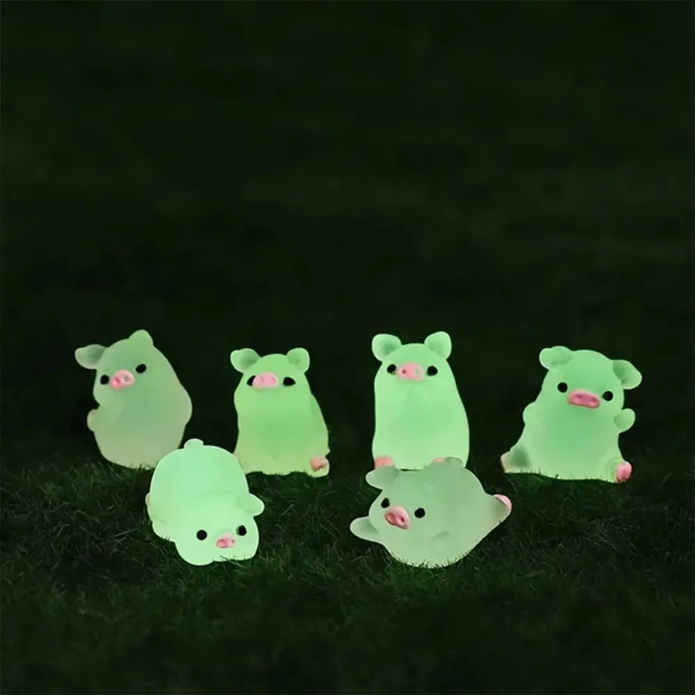 6/15/30/1Box Luminous Pig Design Glow in The Dark Creative Mini Pink Pig Miniature for Garden Landscape Home Decoration