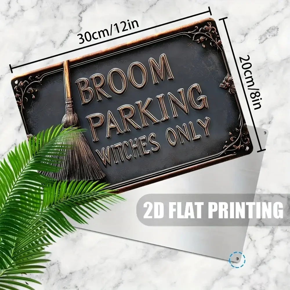 Vintage "Broom Parking Witches Only" Aluminum Sign - Metal Wall Decor for Home, Fun Aesthetic with High Bending Resistance