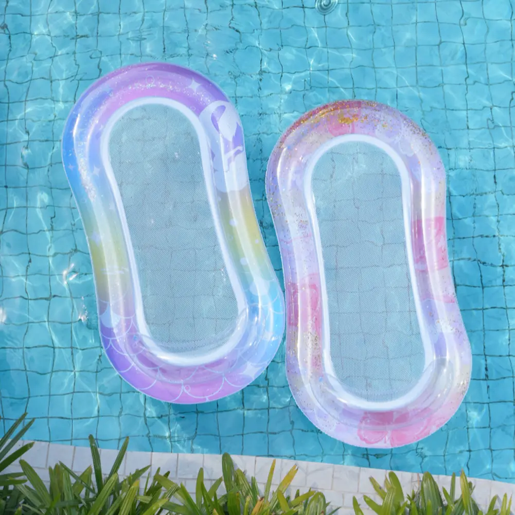 PVC Inflatable Pool Float Chair Non-Slip Float Mesh Hammock Leak Proof Floating Pool Row for Hammock Floating Row Seat Beach Mat