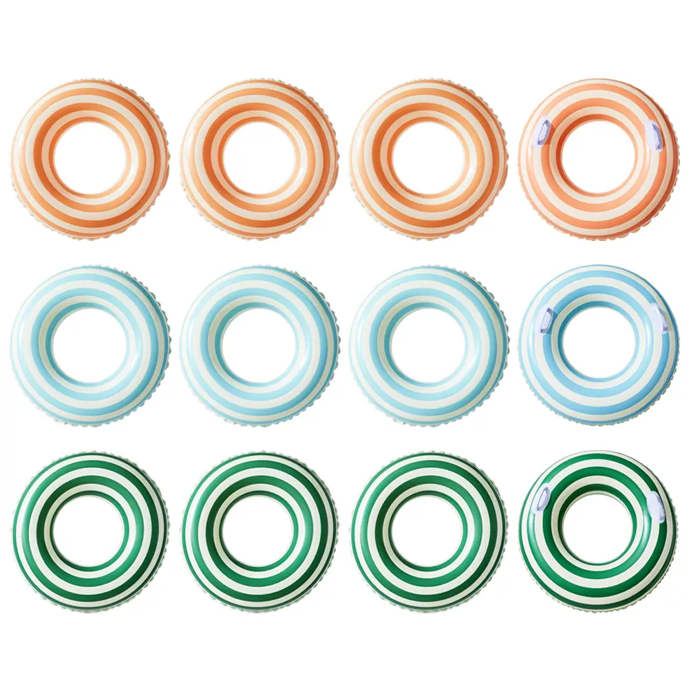 Inflatable Swim Ring Striped Pool Rings Leakproof Pool Floating Rings Swim Float Tube PVC Pool Floats Pool Accessories