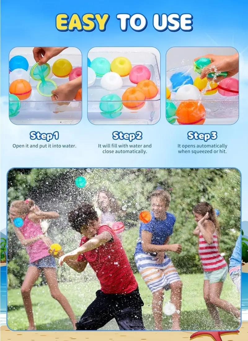 Refillable Water Balloon Swim Pool Silicone Reusable Water ball Self Sealing Water Splash Balls for Kid Summer Outdoor Water Toy