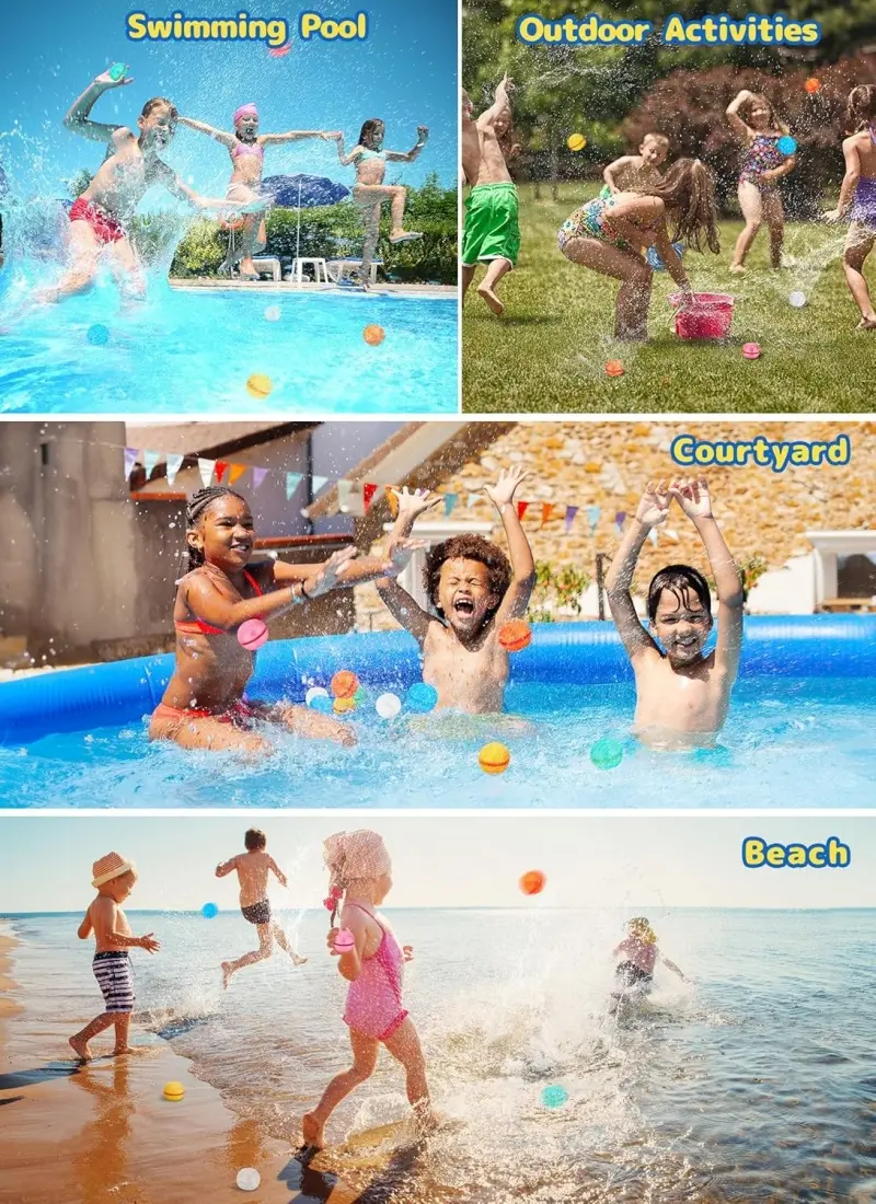 Refillable Water Balloon Swim Pool Silicone Reusable Water ball Self Sealing Water Splash Balls for Kid Summer Outdoor Water Toy