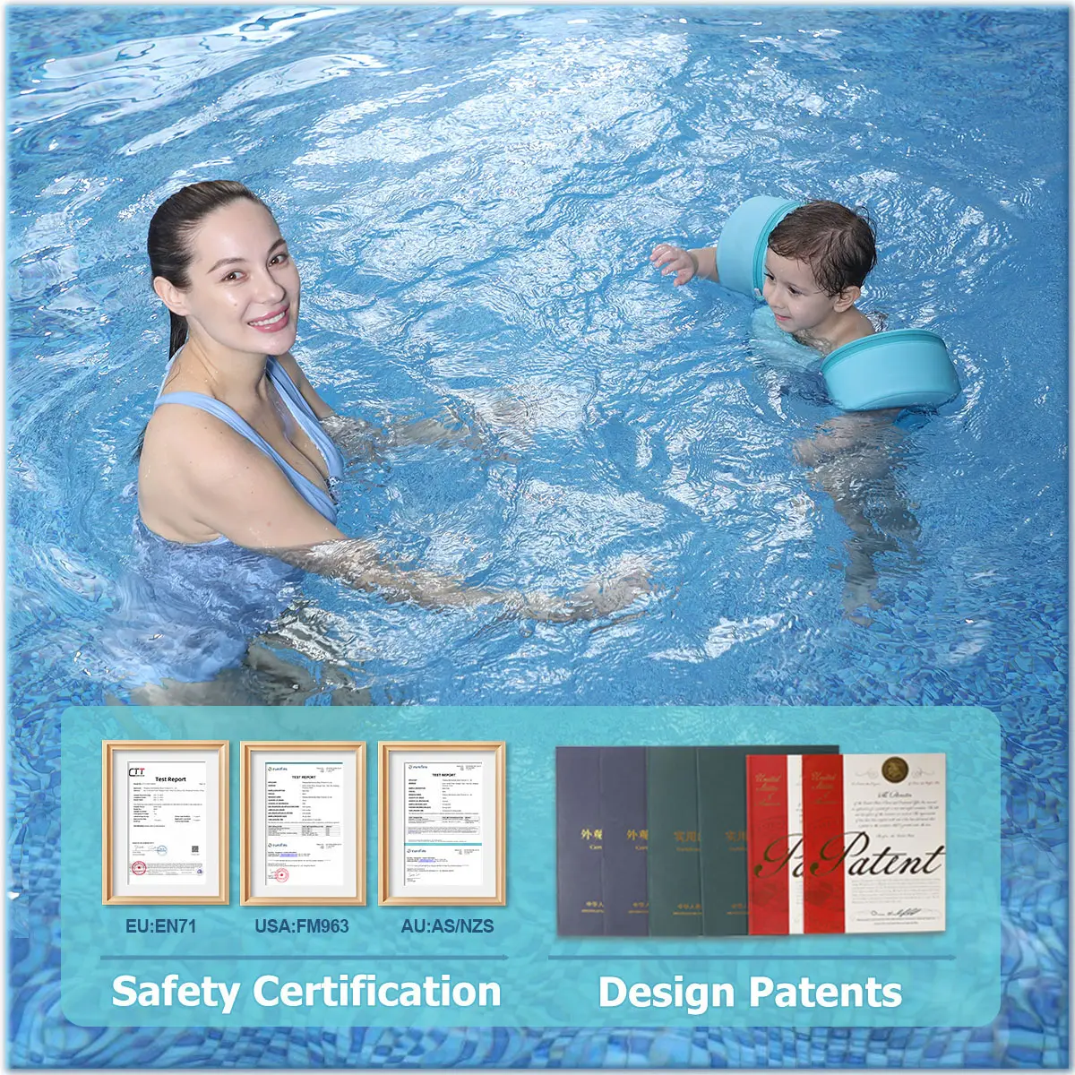 3-in-1 2-6 Year Mambobaby Young Child Arm Float Solid Core Kid Pool Sleeve Swim Trainer for Toddler Armband Sea Wheel Swim Tube