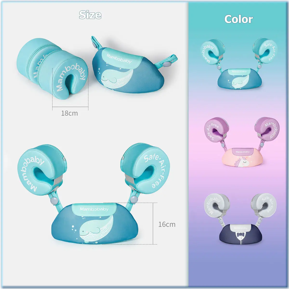 3-in-1 2-6 Year Mambobaby Young Child Arm Float Solid Core Kid Pool Sleeve Swim Trainer for Toddler Armband Sea Wheel Swim Tube