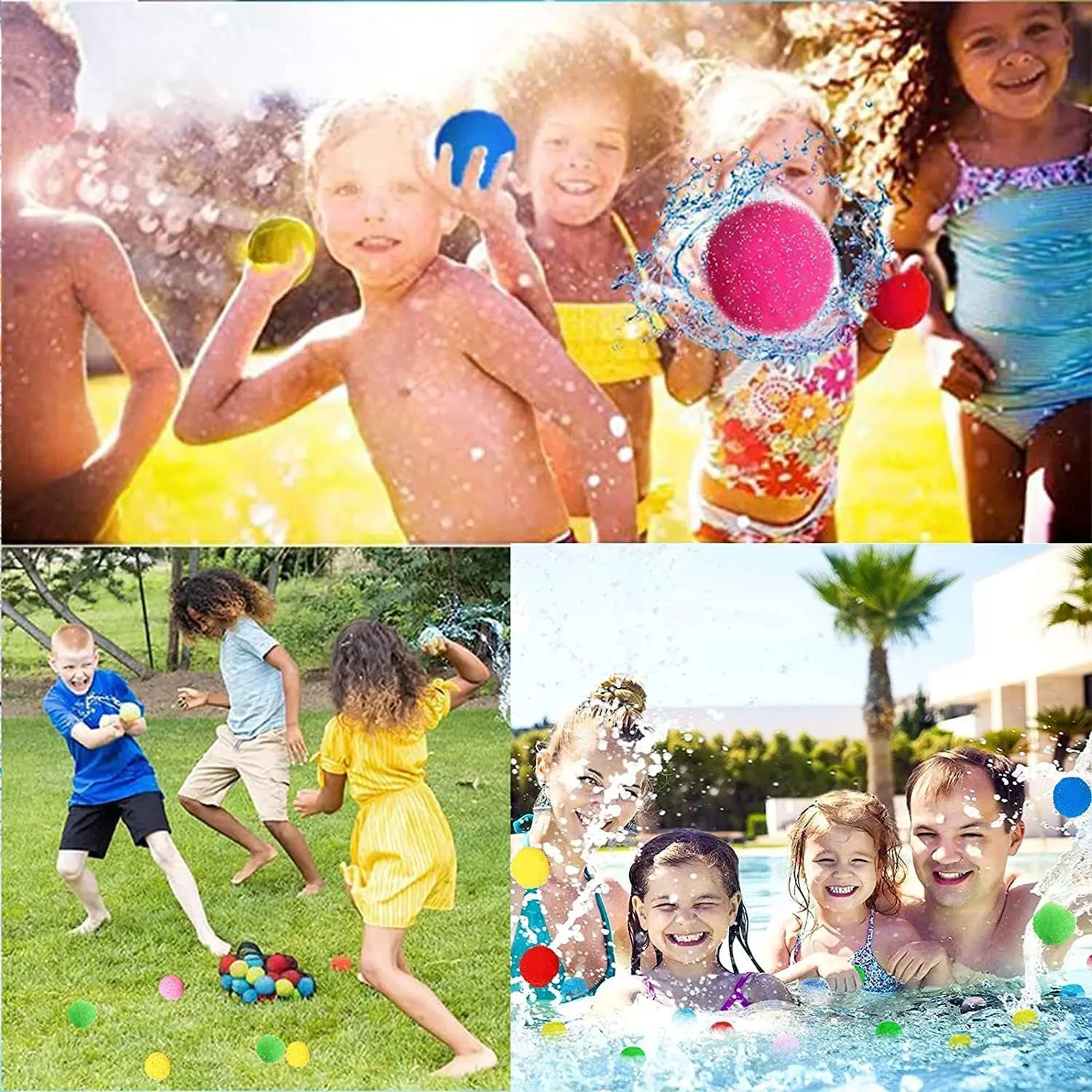 30pcs/60pcs Reusable Water Balls Reusable Water Balloons for Outdoor Toys and Games Summer Balls for Pool and Backyard Fun