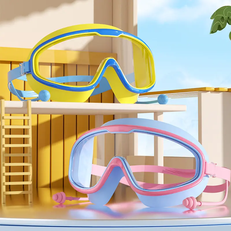 Large Frame Swimming Goggles HD Waterproof And Anti-fog Swimming Glasses Ear Plugs Nose Clip Set Swimming Equipment