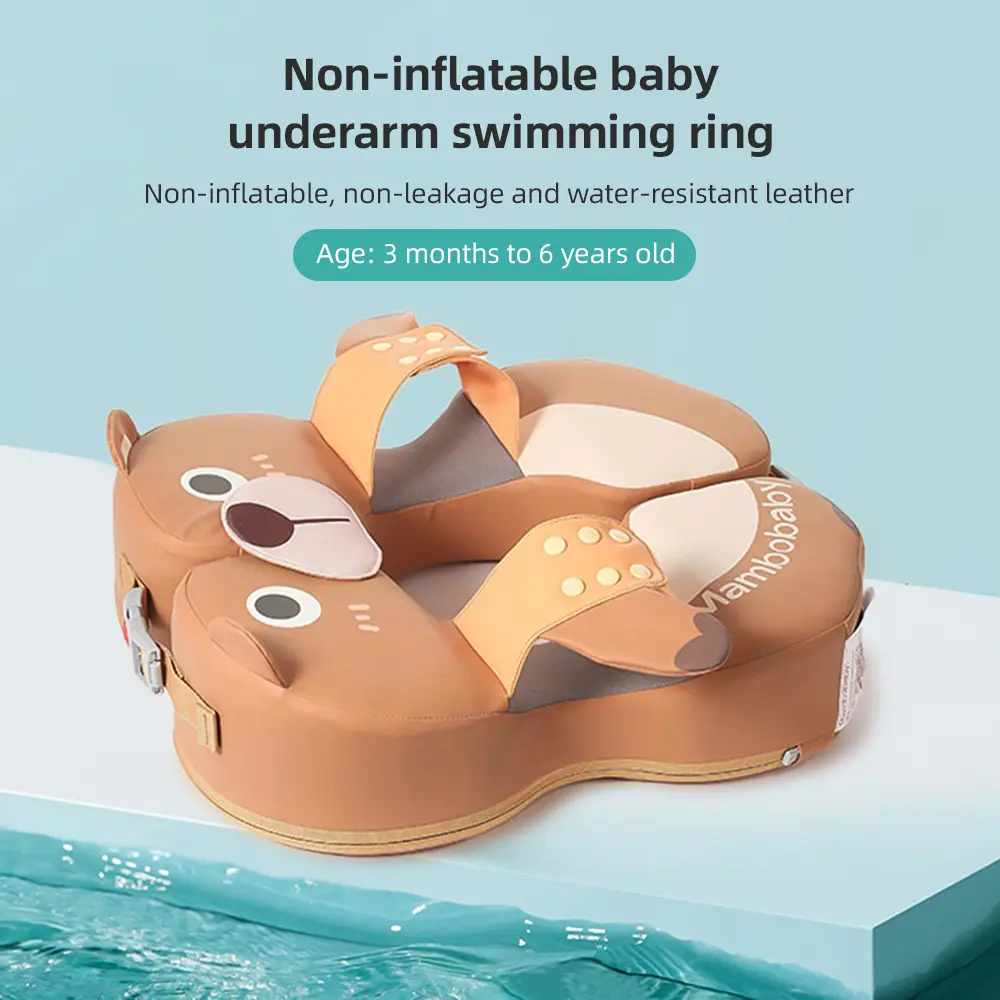 Mambobaby Baby Swimming Float Ring Non-inflatable Waterproof Kids Swim Trainer for 3-72 Months Boys Girls Infant Pool Float