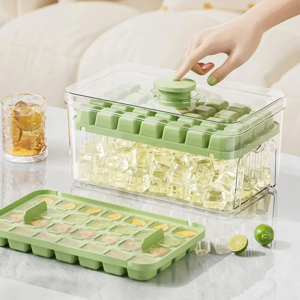 28/56 Grids Ice Cube Mold Press Ice Tray Bucket Multifunctional Ice Maker with One-touch To Release Portable Ice Box Ice Cube Tr